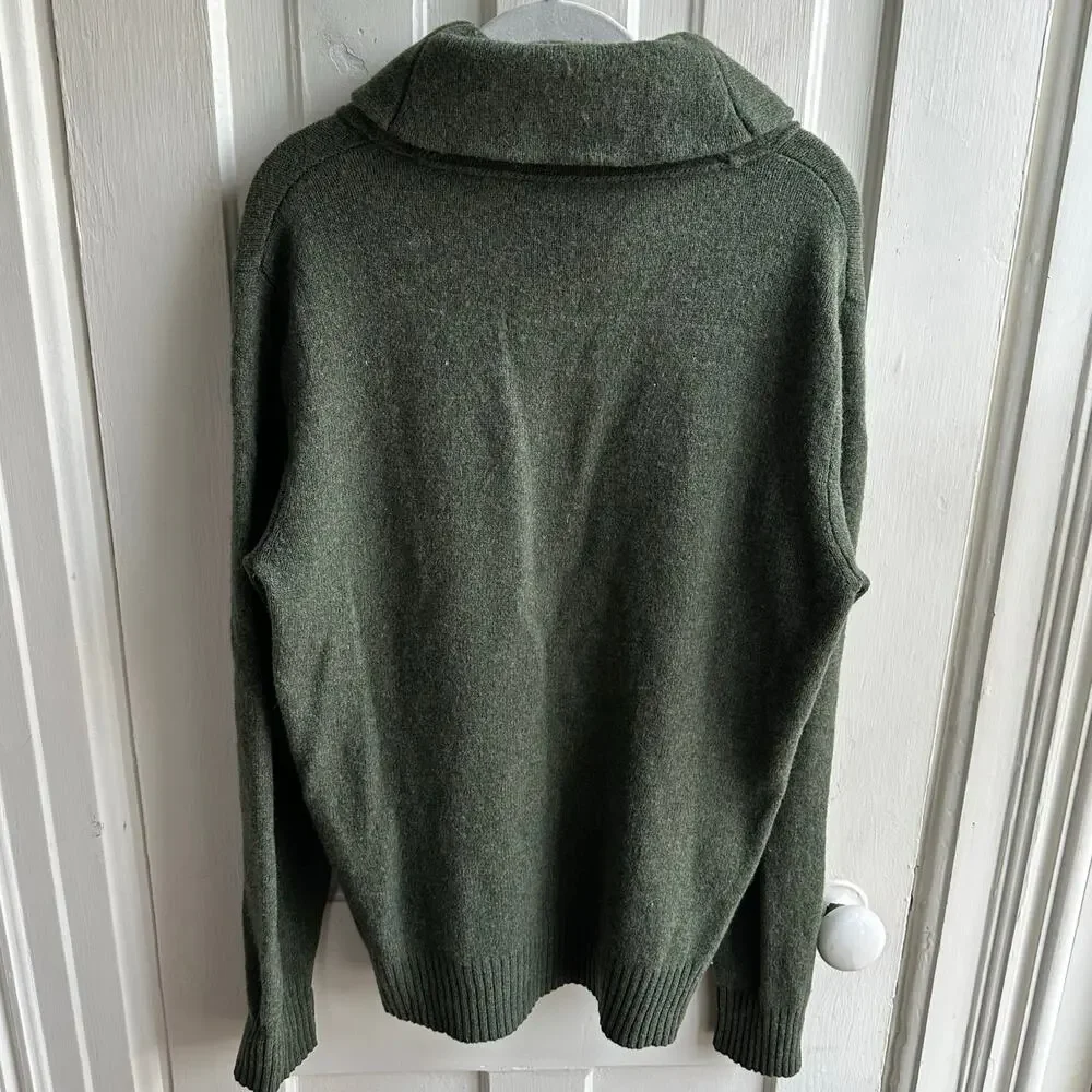 J.Crew Premium Lambswool Shawl Collar Sweater – Olive Green – Size M